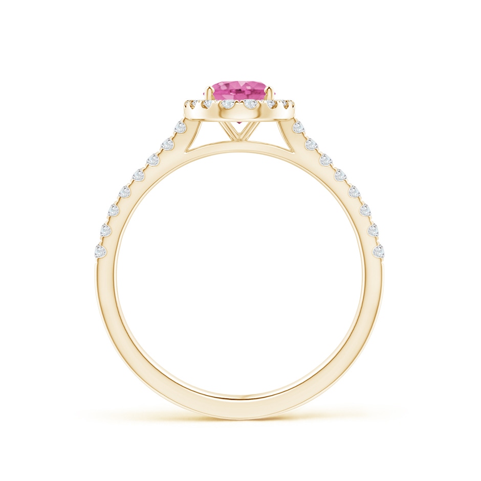 7x5mm AA Oval Pink Sapphire Halo Ring with Diamond Accents in Yellow Gold side 199