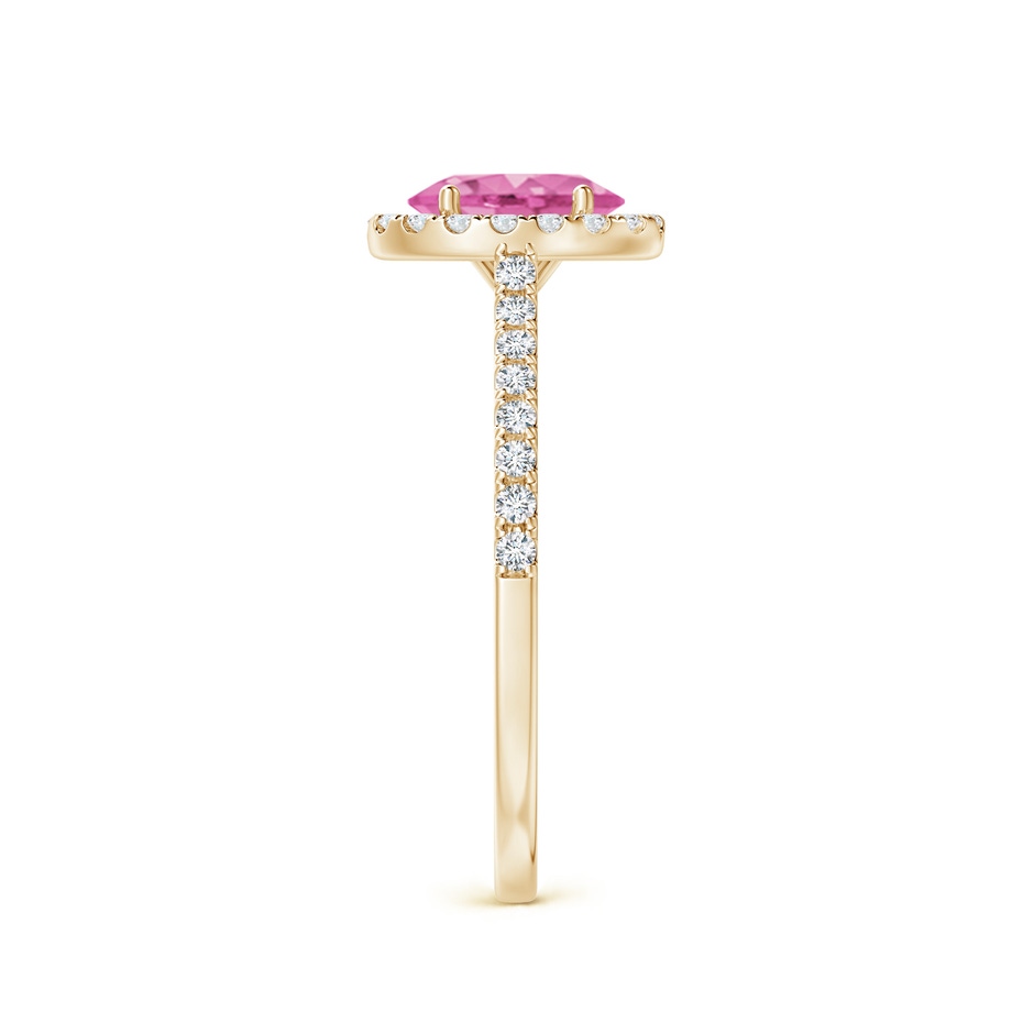 7x5mm AA Oval Pink Sapphire Halo Ring with Diamond Accents in Yellow Gold side 299