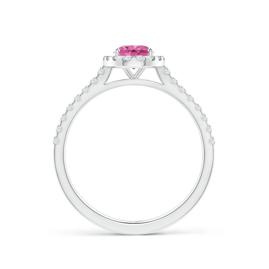 7x5mm AAA Oval Pink Sapphire Halo Ring with Diamond Accents in P950 Platinum side 199