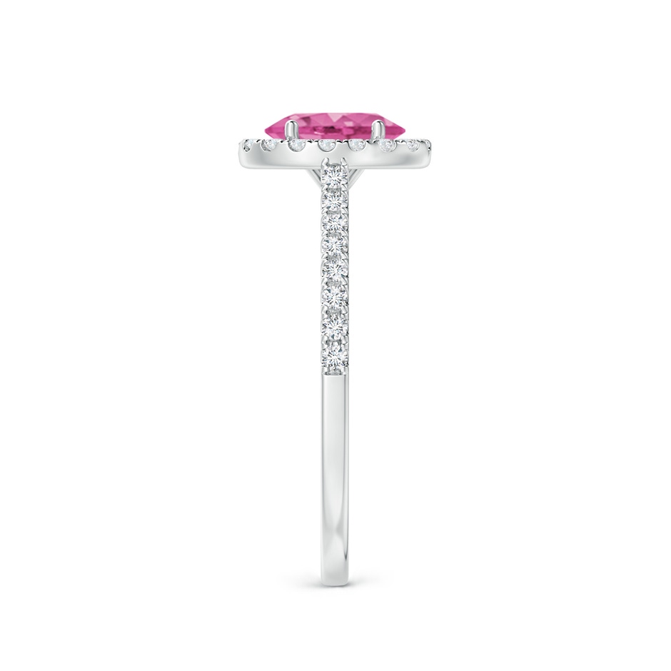 7x5mm AAA Oval Pink Sapphire Halo Ring with Diamond Accents in P950 Platinum side 299