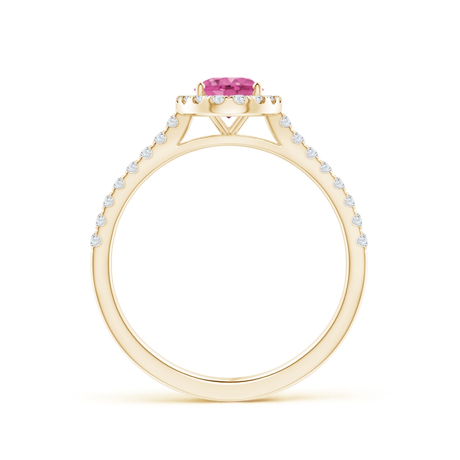7x5mm AAA Oval Pink Sapphire Halo Ring with Diamond Accents in Yellow Gold side 199