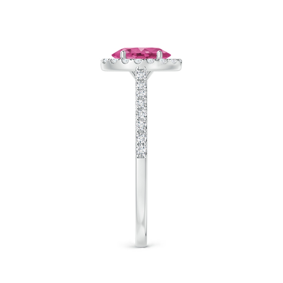 7x5mm AAAA Oval Pink Sapphire Halo Ring with Diamond Accents in P950 Platinum side 299