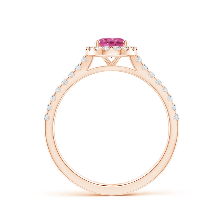 7x5mm AAAA Oval Pink Sapphire Halo Ring with Diamond Accents in Rose Gold side 199