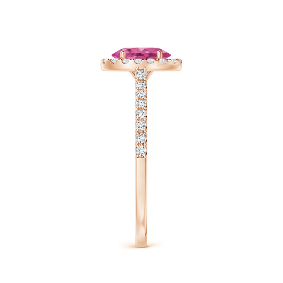 7x5mm AAAA Oval Pink Sapphire Halo Ring with Diamond Accents in Rose Gold side 299