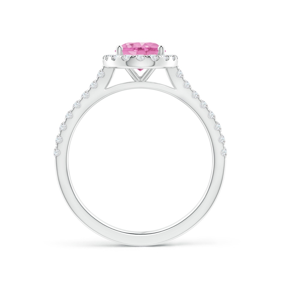 8x6mm A Oval Pink Sapphire Halo Ring with Diamond Accents in P950 Platinum side 199