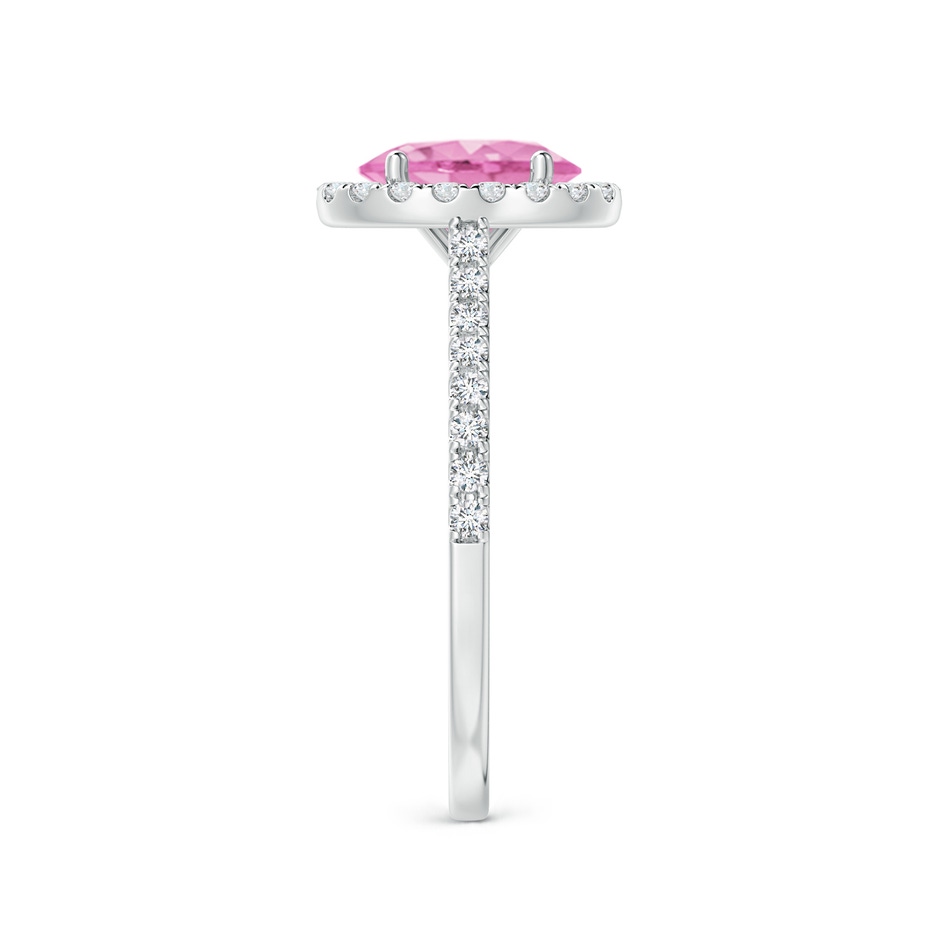 8x6mm A Oval Pink Sapphire Halo Ring with Diamond Accents in P950 Platinum side 299