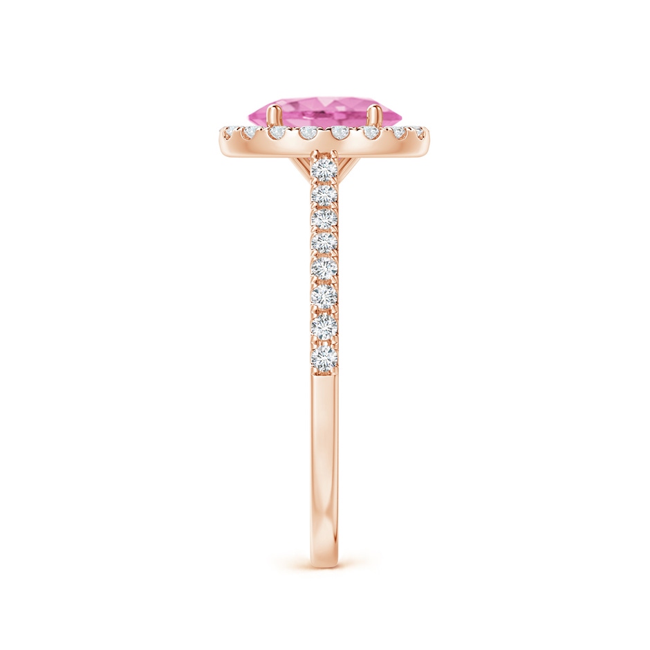 8x6mm A Oval Pink Sapphire Halo Ring with Diamond Accents in Rose Gold side 299