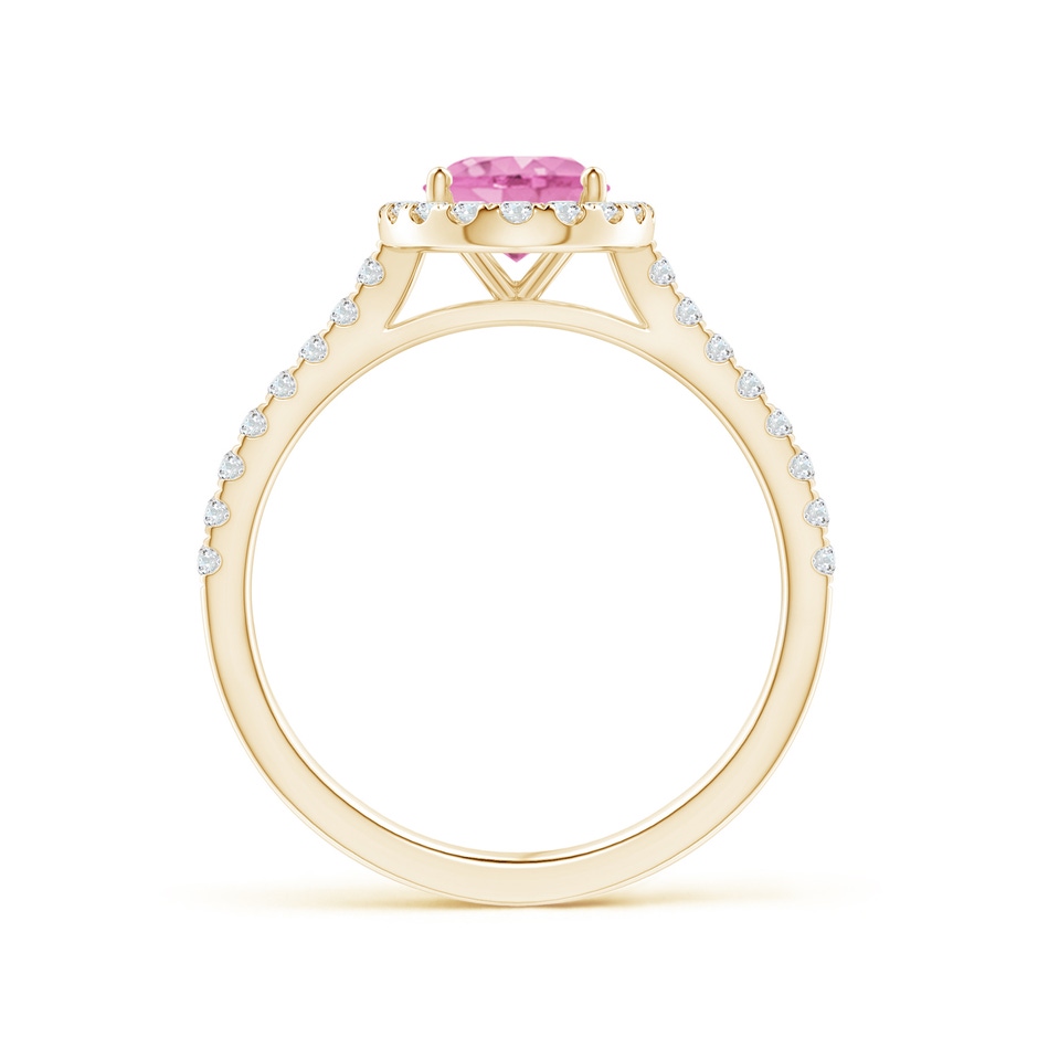 8x6mm A Oval Pink Sapphire Halo Ring with Diamond Accents in Yellow Gold side 199