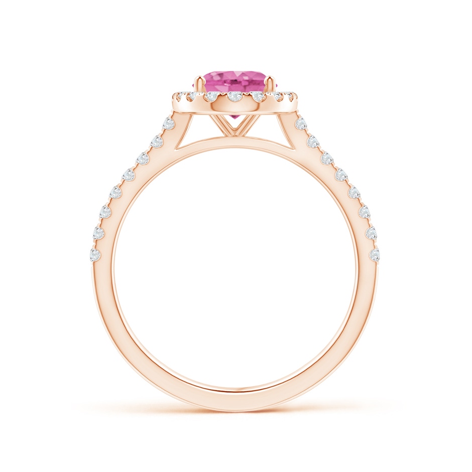 8x6mm AA Oval Pink Sapphire Halo Ring with Diamond Accents in Rose Gold side 199