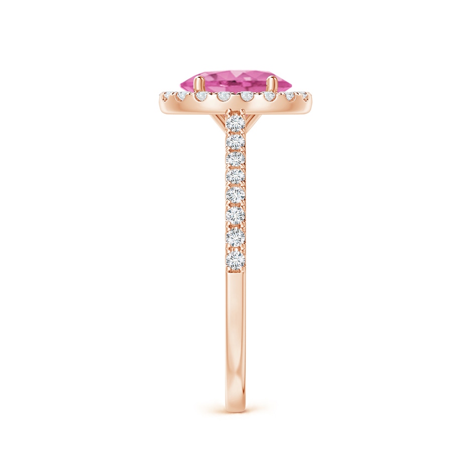 8x6mm AA Oval Pink Sapphire Halo Ring with Diamond Accents in Rose Gold side 299