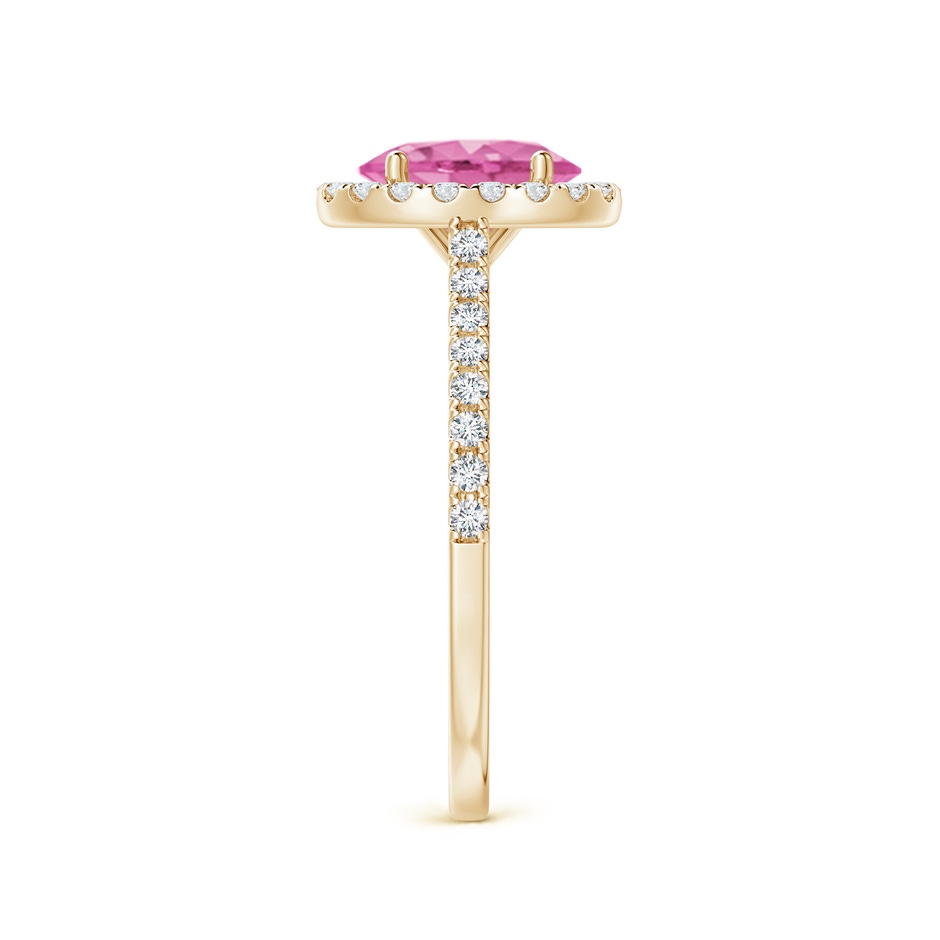 8x6mm AA Oval Pink Sapphire Halo Ring with Diamond Accents in Yellow Gold side 299