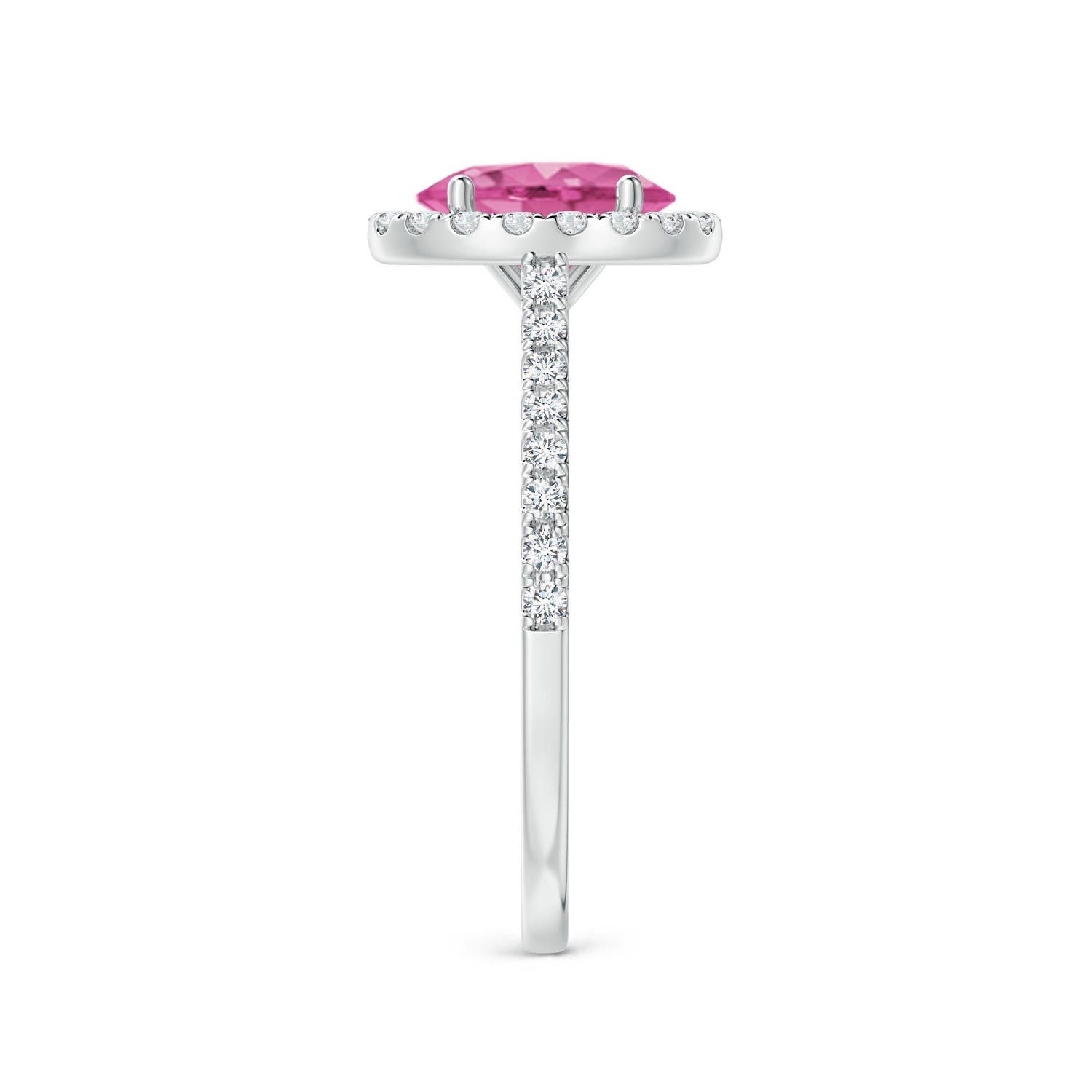 8x6mm AAA Oval Pink Sapphire Halo Ring with Diamond Accents in White Gold - side 6