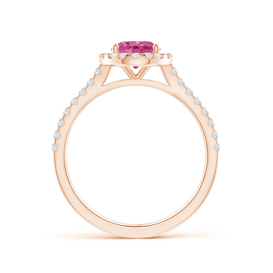 8x6mm AAAA Oval Pink Sapphire Halo Ring with Diamond Accents in Rose Gold side 199