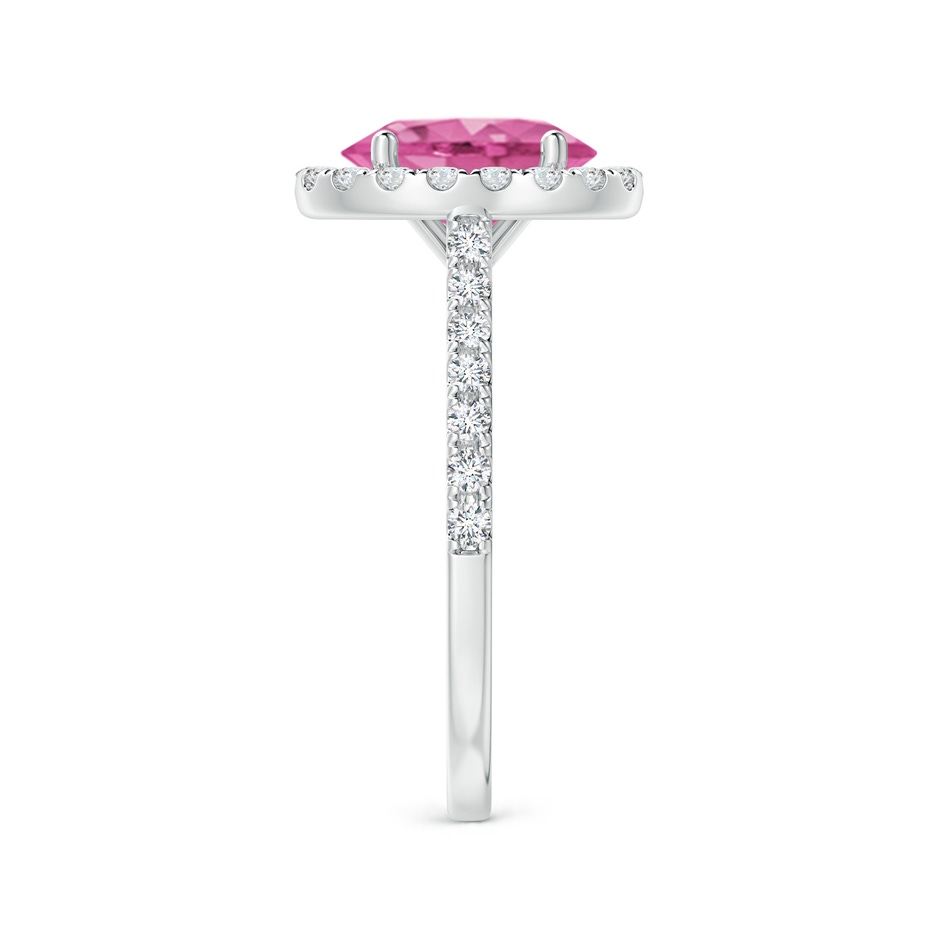 9x7mm AAA Oval Pink Sapphire Halo Ring with Diamond Accents in P950 Platinum side 299