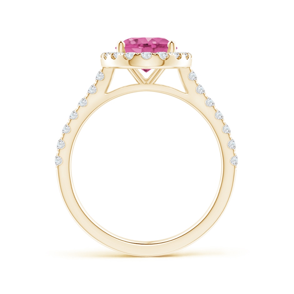 9x7mm AAA Oval Pink Sapphire Halo Ring with Diamond Accents in Yellow Gold side 199