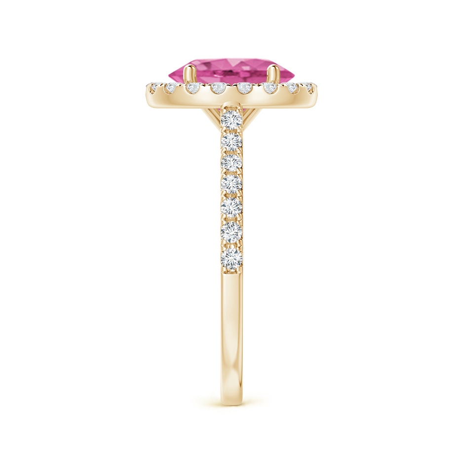 9x7mm AAA Oval Pink Sapphire Halo Ring with Diamond Accents in Yellow Gold side 299