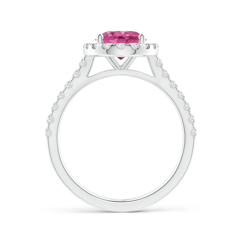 9x7mm AAAA Oval Pink Sapphire Halo Ring with Diamond Accents in P950 Platinum side 199