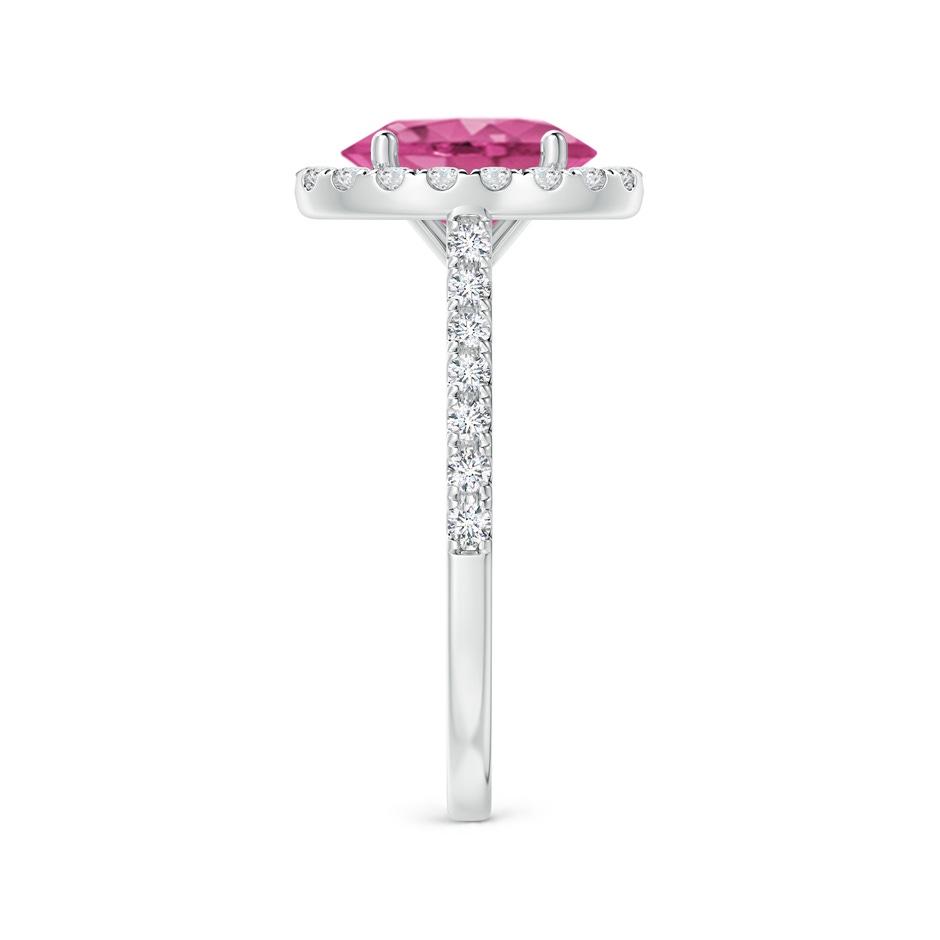 9x7mm AAAA Oval Pink Sapphire Halo Ring with Diamond Accents in P950 Platinum side 299
