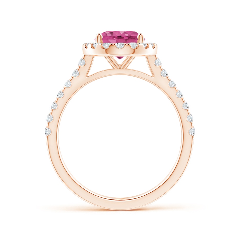 9x7mm AAAA Oval Pink Sapphire Halo Ring with Diamond Accents in Rose Gold side 199