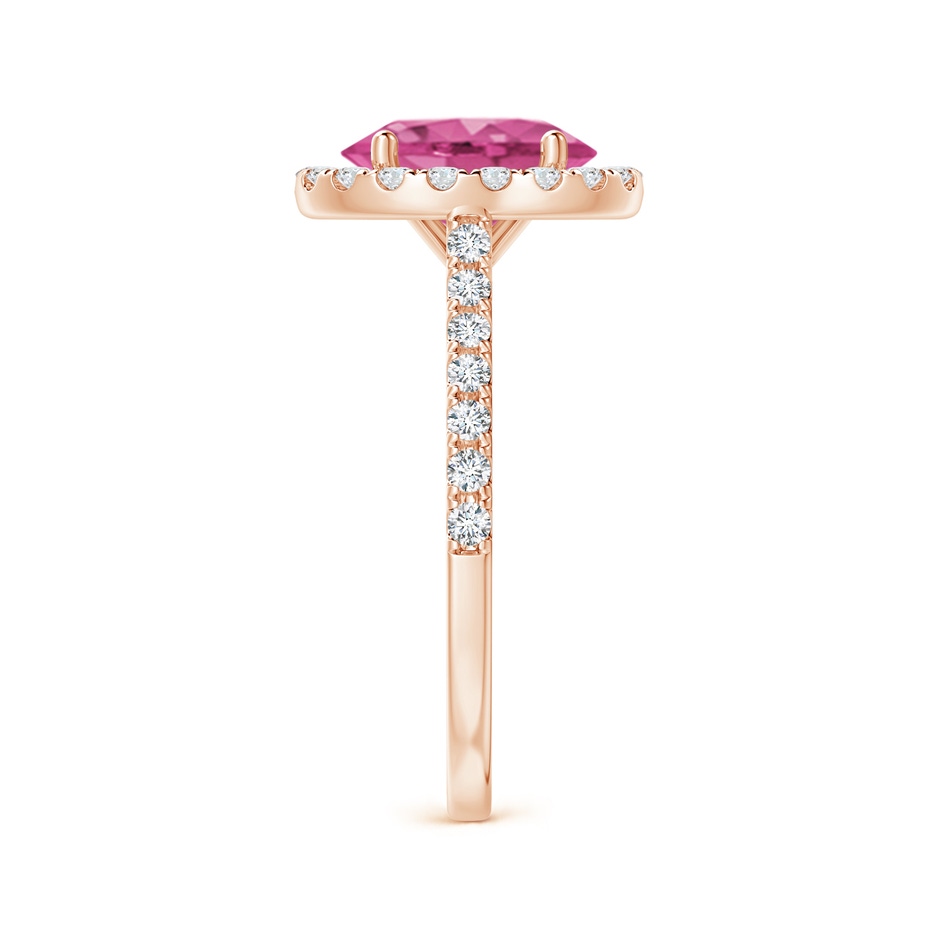 9x7mm AAAA Oval Pink Sapphire Halo Ring with Diamond Accents in Rose Gold side 299