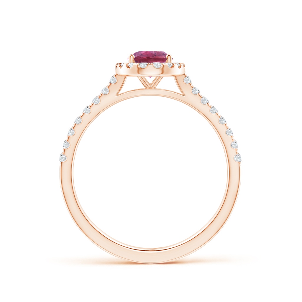7x5mm AAA Oval Pink Tourmaline Halo Ring with Diamond Accents in Rose Gold Product Image