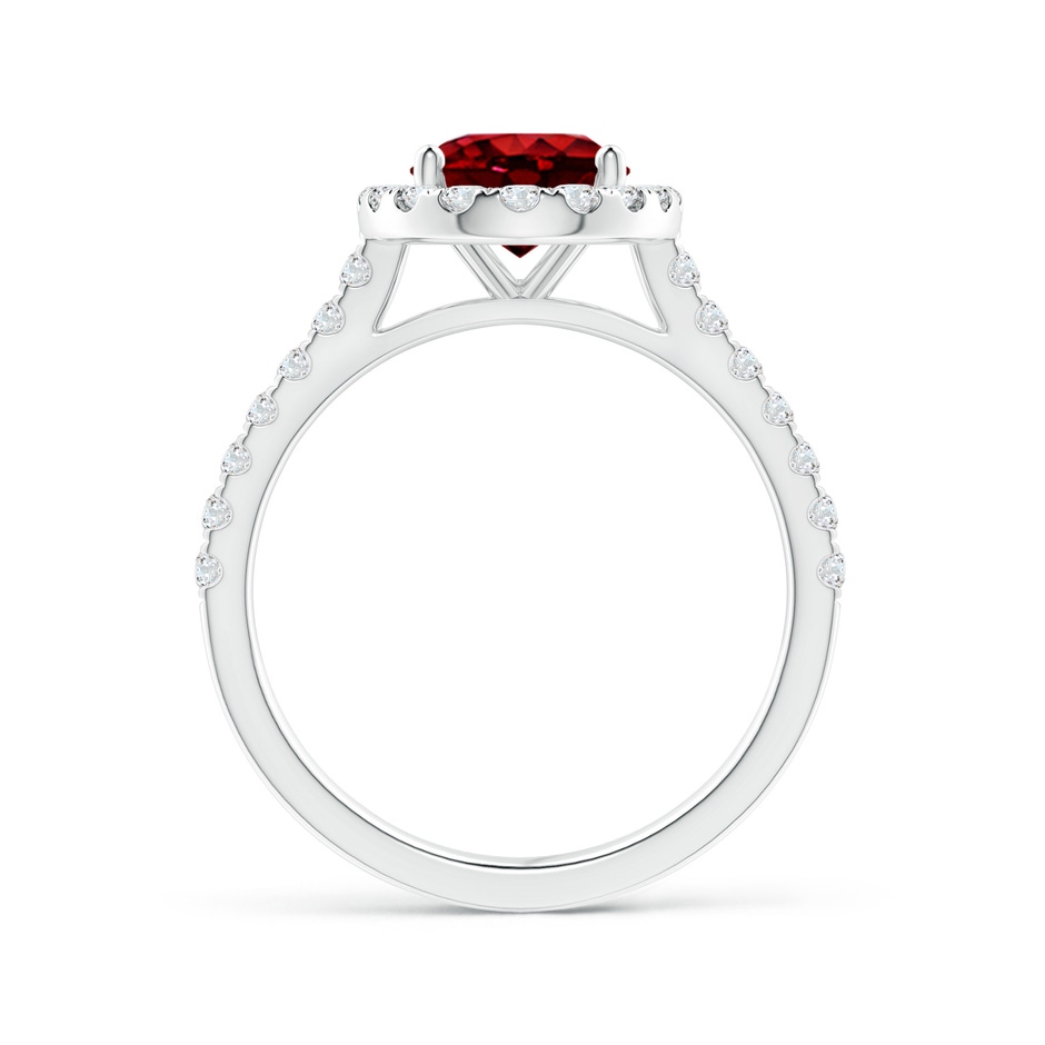 9x7mm AAAA Oval Ruby Halo Ring with Diamond Accents in P950 Platinum side 199