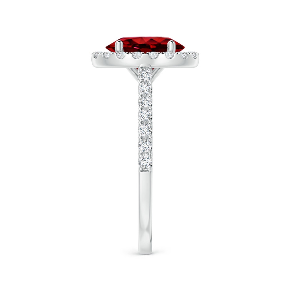 9x7mm AAAA Oval Ruby Halo Ring with Diamond Accents in P950 Platinum side 299