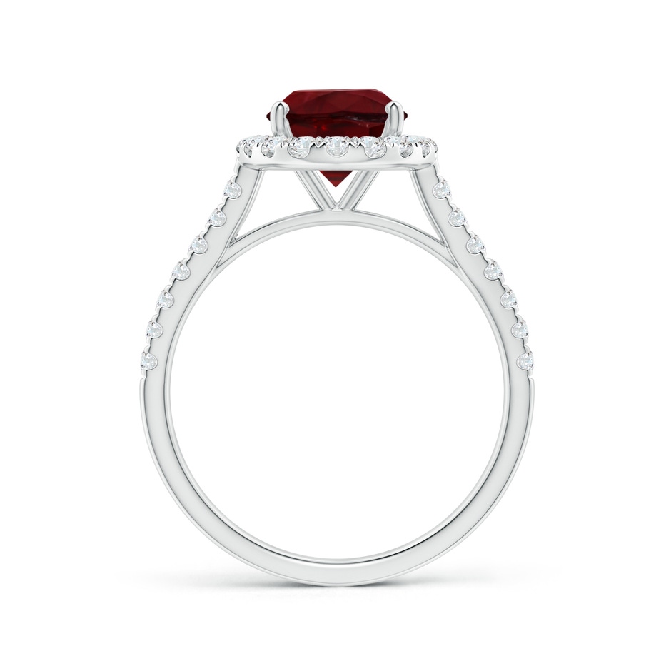 9.2x6.9mm AAAA GIA Certified Oval Ruby Halo Ring with Diamonds in 18K White Gold side-1