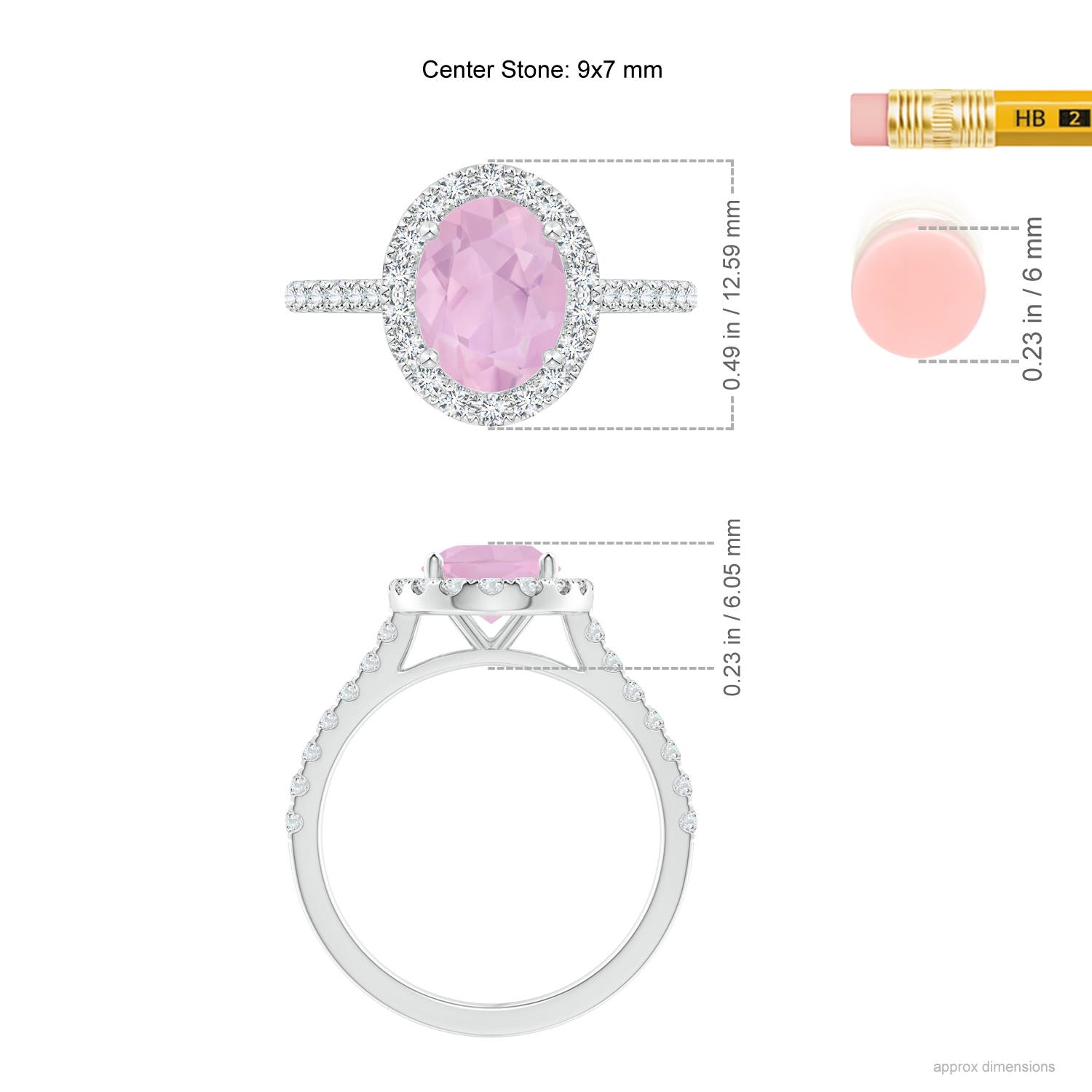 AAAA - Rose Quartz / 1.97 CT / 14 KT White Gold