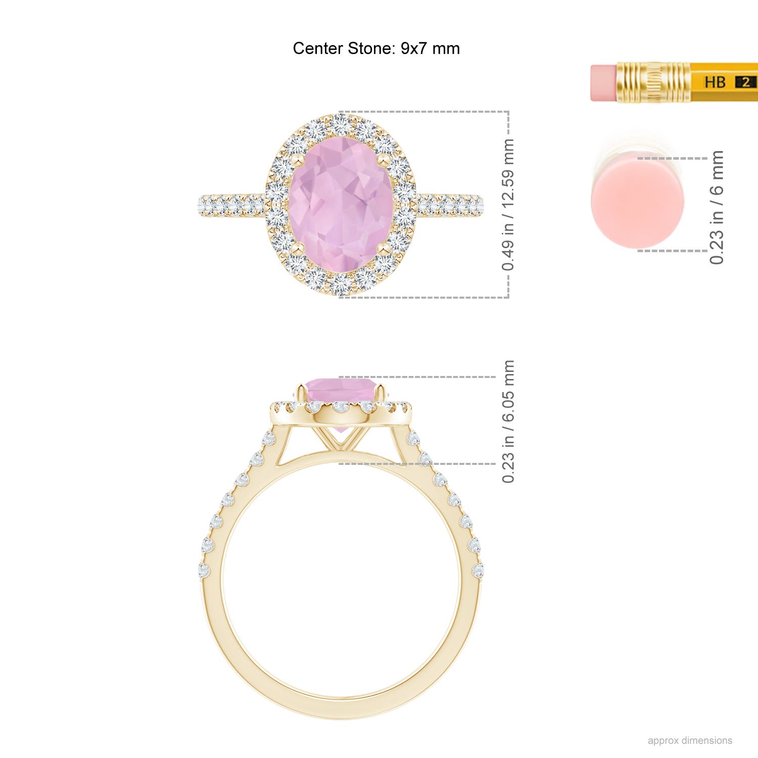 AAAA - Rose Quartz / 1.97 CT / 14 KT Yellow Gold