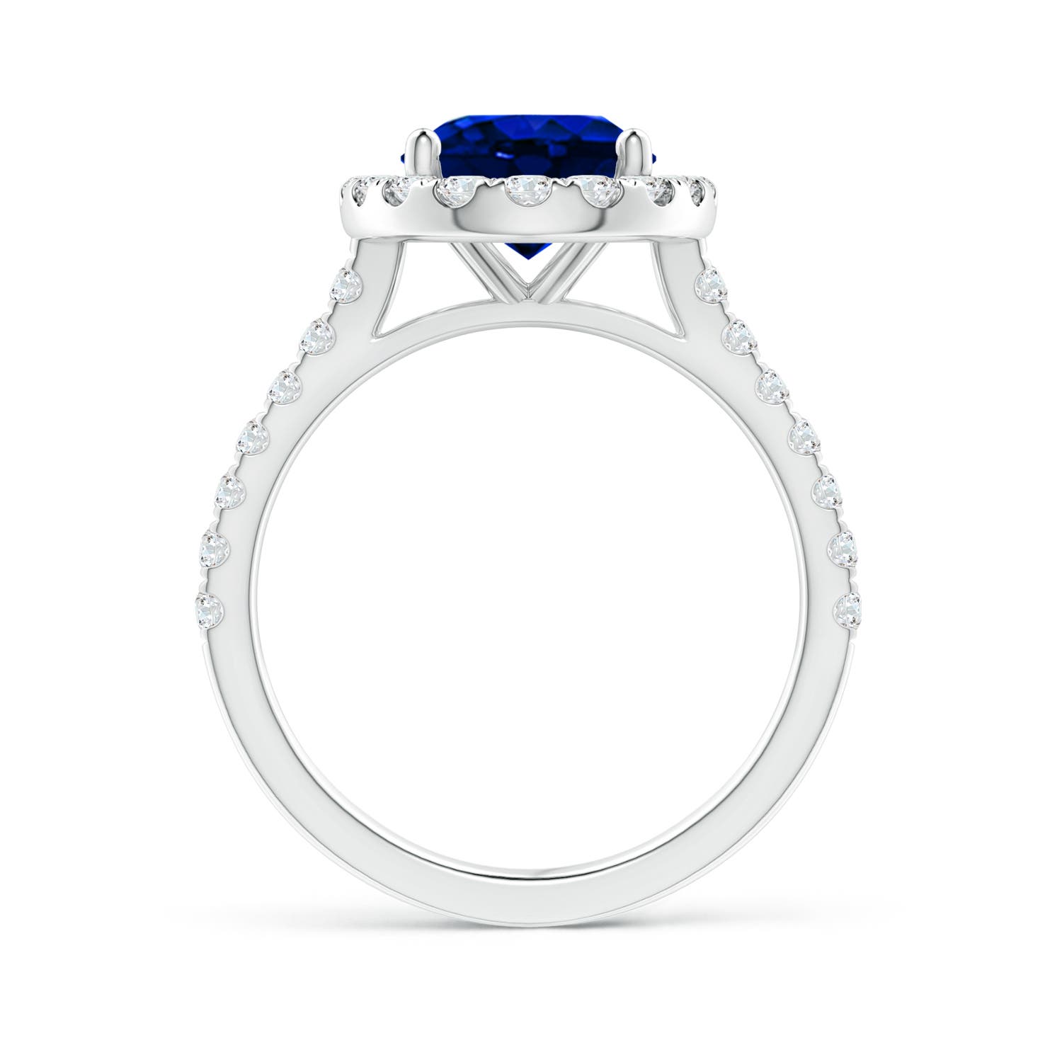 10x8mm AAAA Oval Sapphire Halo Ring with Diamond Accents in P950 Platinum