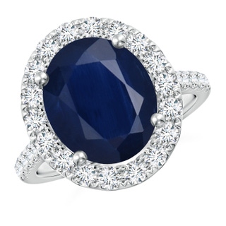 12x10mm A Oval Sapphire Halo Ring with Diamond Accents in P950 Platinum