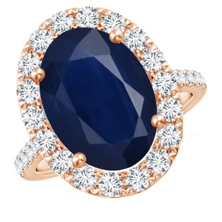 14x10mm A Oval Sapphire Halo Ring with Diamond Accents in 9K Rose Gold