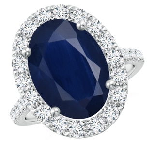 14x10mm A Oval Sapphire Halo Ring with Diamond Accents in P950 Platinum