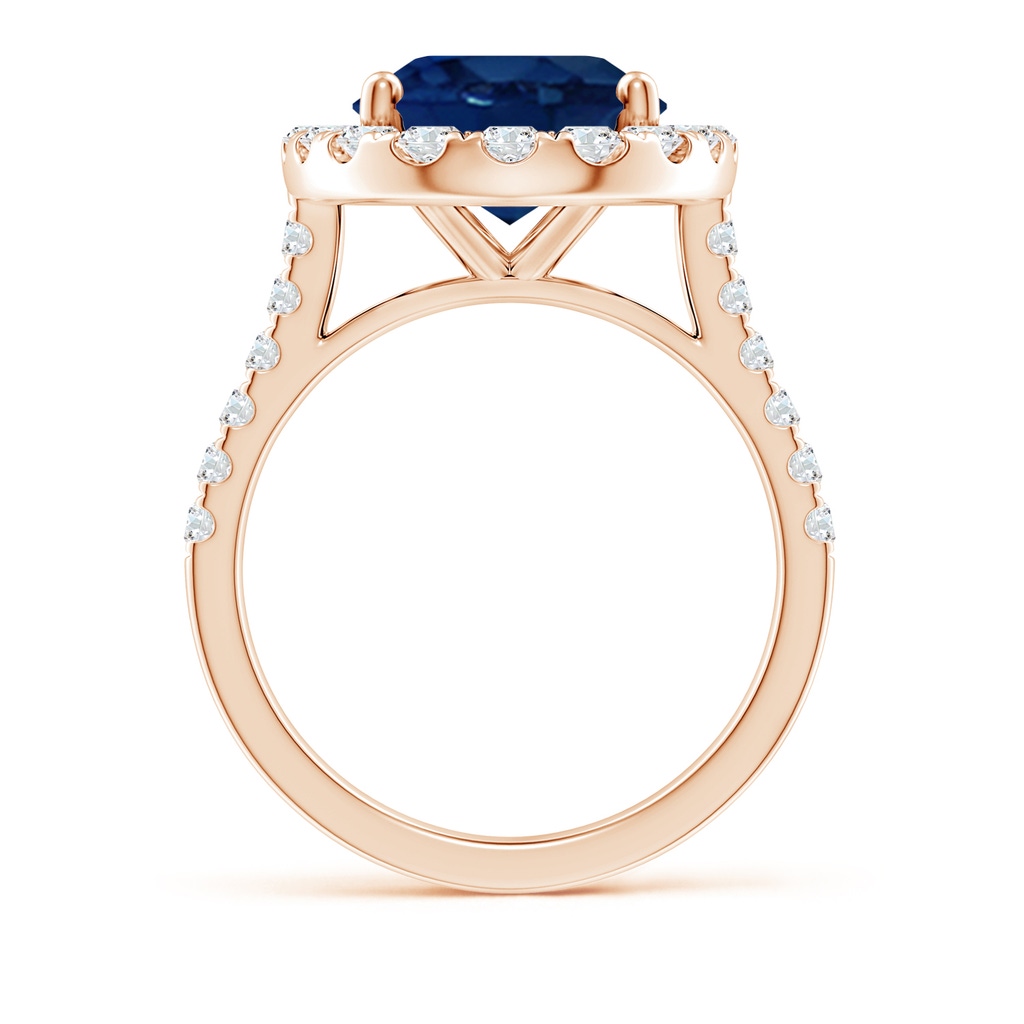 14x10mm AA Oval Sapphire Halo Ring with Diamond Accents in Rose Gold Side 199