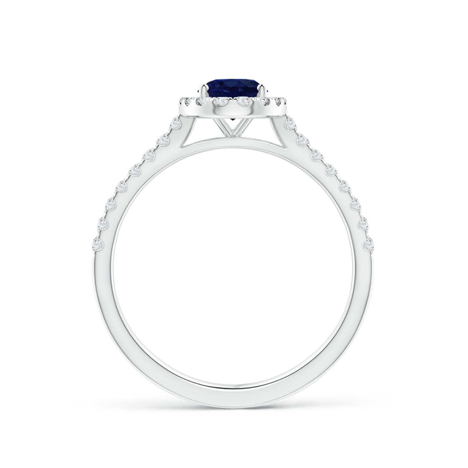 7x5mm A Oval Sapphire Halo Ring with Diamond Accents in P950 Platinum