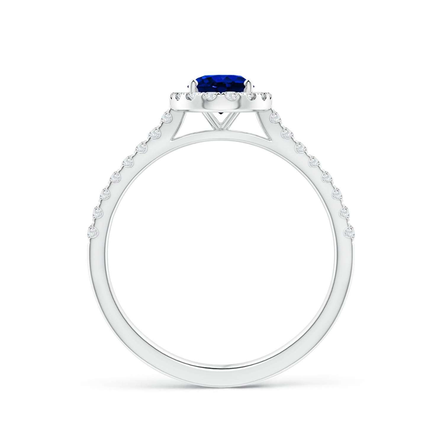 7x5mm AAAA Oval Sapphire Halo Ring with Diamond Accents in P950 Platinum