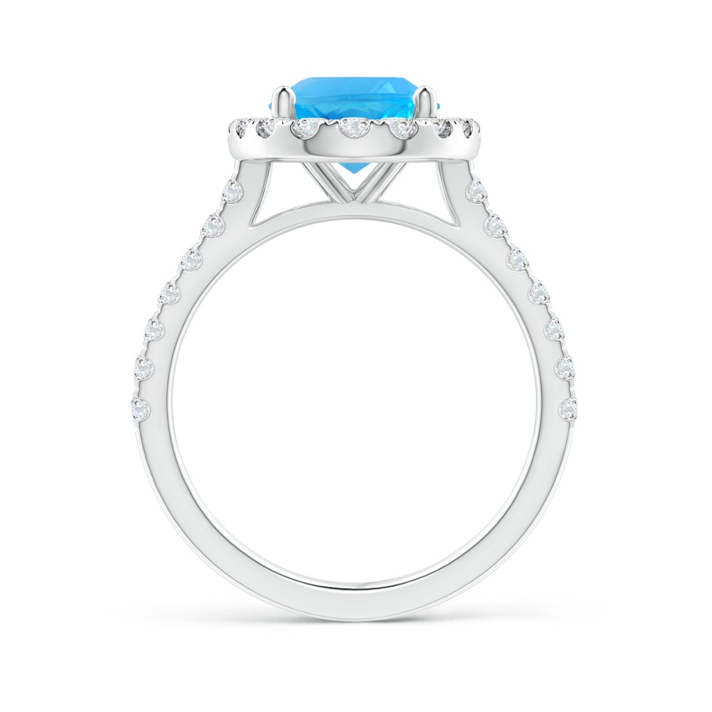 10x8mm AAA Prong-Set Oval Swiss Blue Topaz Halo Ring with Diamond Accents in White Gold - side 199