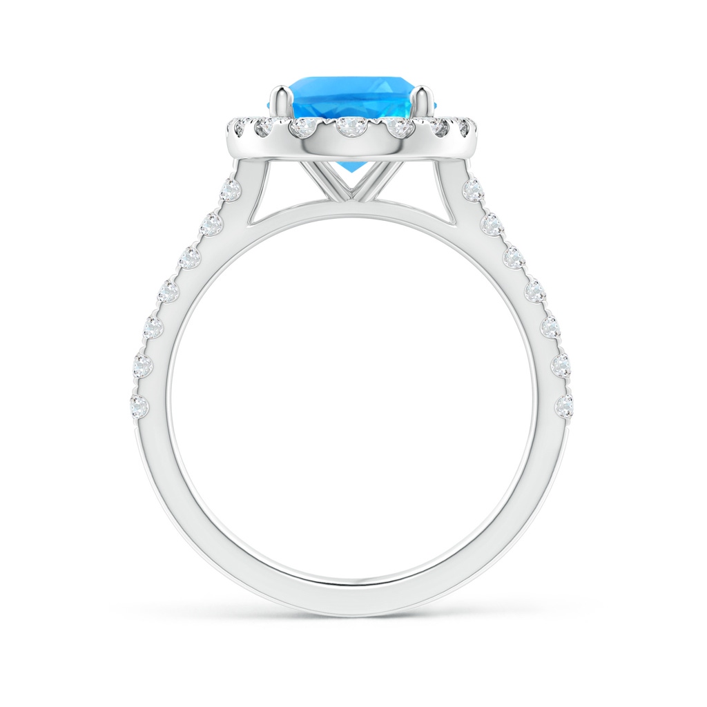 10x8mm AAAA Prong-Set Oval Swiss Blue Topaz Halo Ring with Diamond Accents in P950 Platinum - side 199