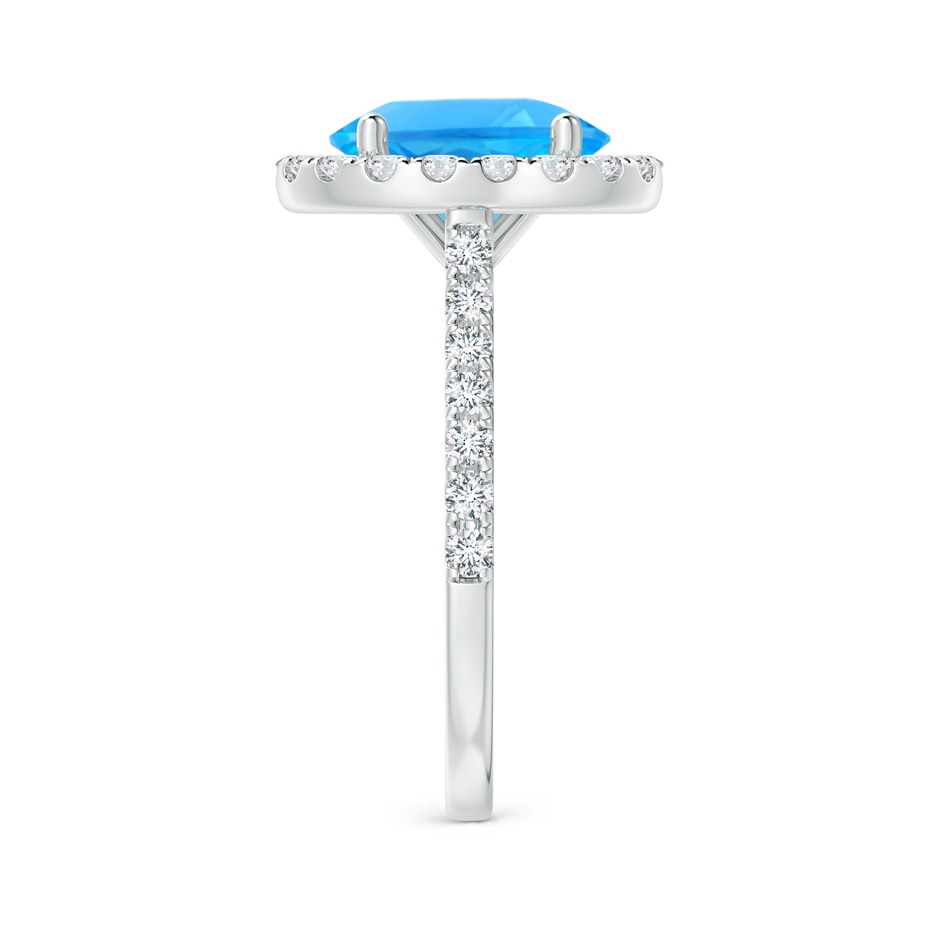 10x8mm AAAA Prong-Set Oval Swiss Blue Topaz Halo Ring with Diamond Accents in P950 Platinum side 299