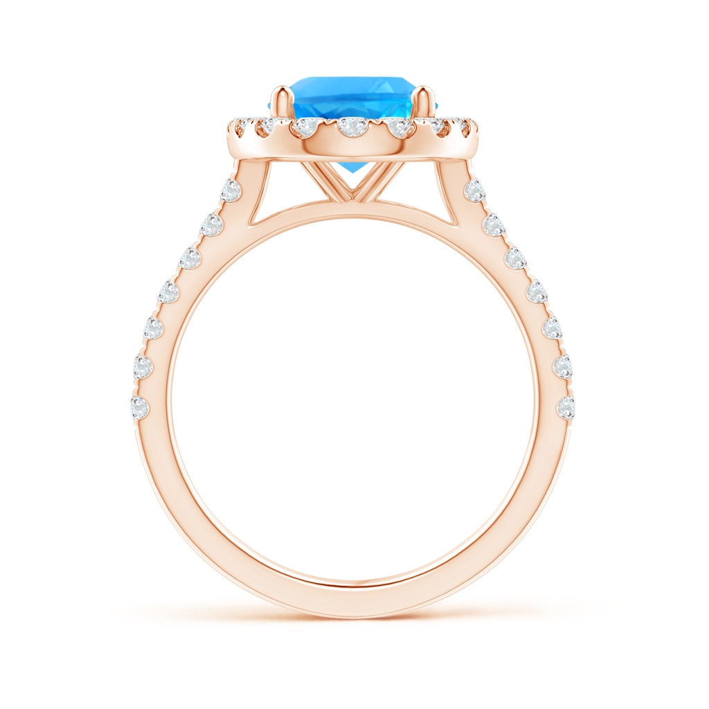 10x8mm AAAA Prong-Set Oval Swiss Blue Topaz Halo Ring with Diamond Accents in Rose Gold - side 199
