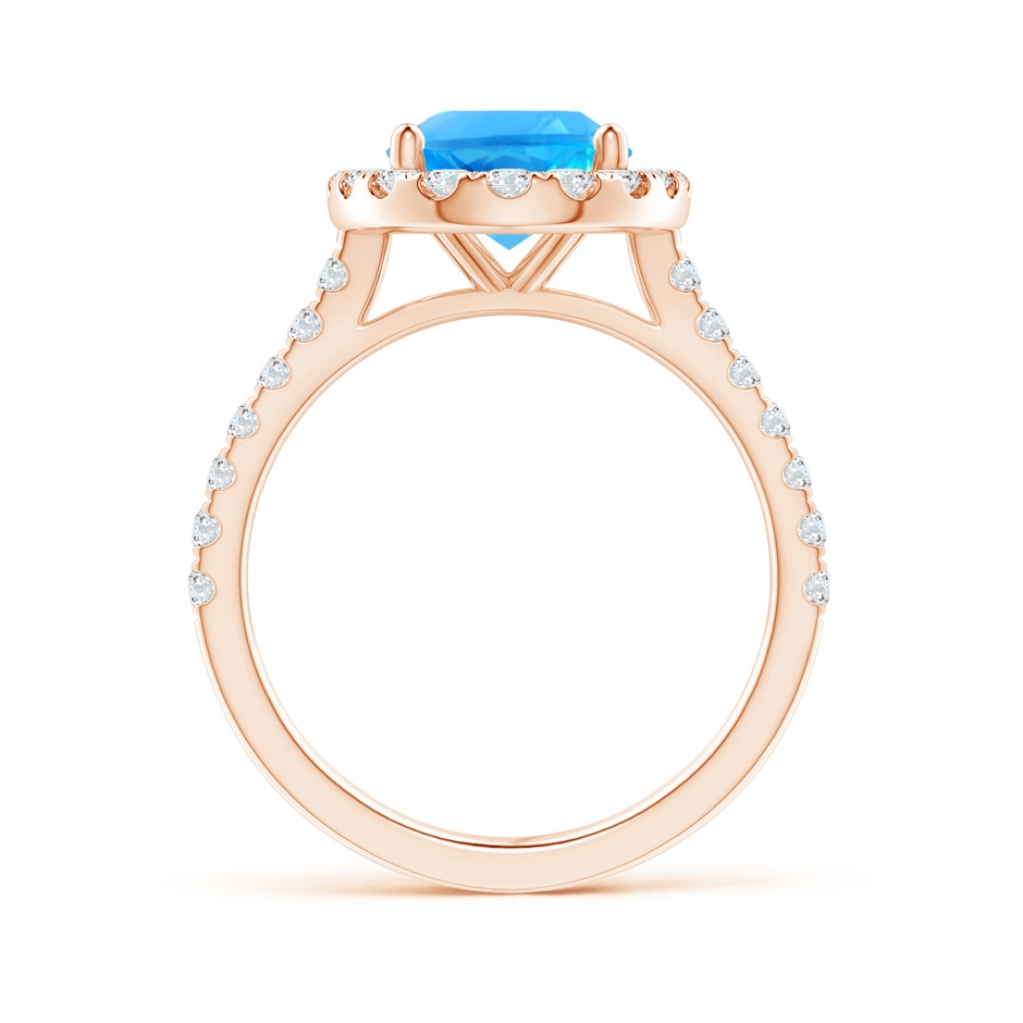 10x8mm AAAA Prong-Set Oval Swiss Blue Topaz Halo Ring with Diamond Accents in Rose Gold side 199