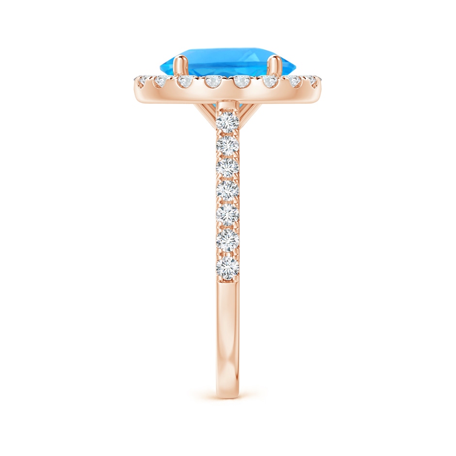 10x8mm AAAA Prong-Set Oval Swiss Blue Topaz Halo Ring with Diamond Accents in Rose Gold side 299