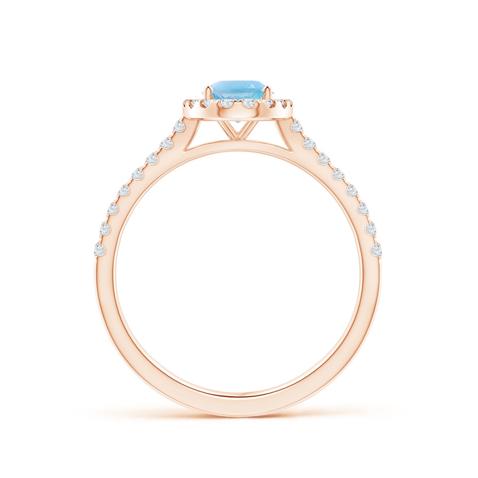 7x5mm A Prong-Set Oval Swiss Blue Topaz Halo Ring with Diamond Accents in Rose Gold side 199