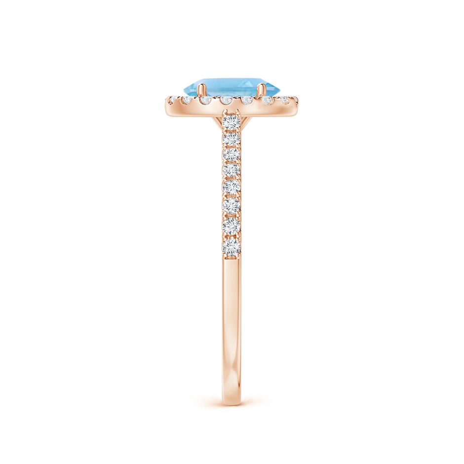 7x5mm A Prong-Set Oval Swiss Blue Topaz Halo Ring with Diamond Accents in Rose Gold side 299