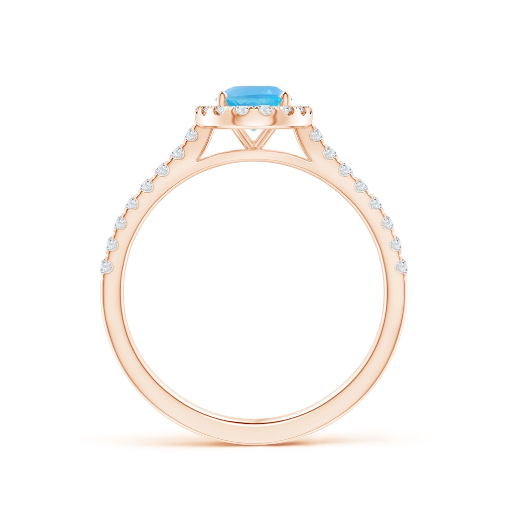 7x5mm AA Oval Swiss Blue Topaz Halo Ring with Diamond Accents in Rose Gold Side-1