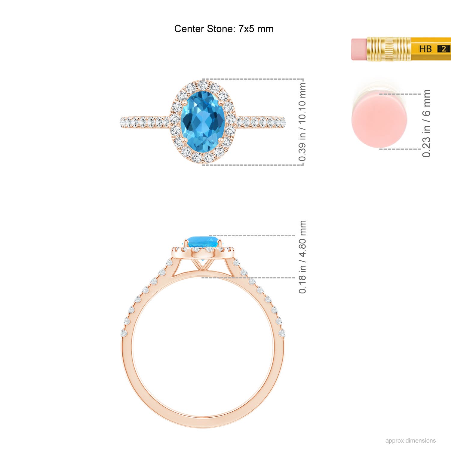 AAA - Swiss Blue Topaz / 1.21 CT / 14 KT Rose Gold