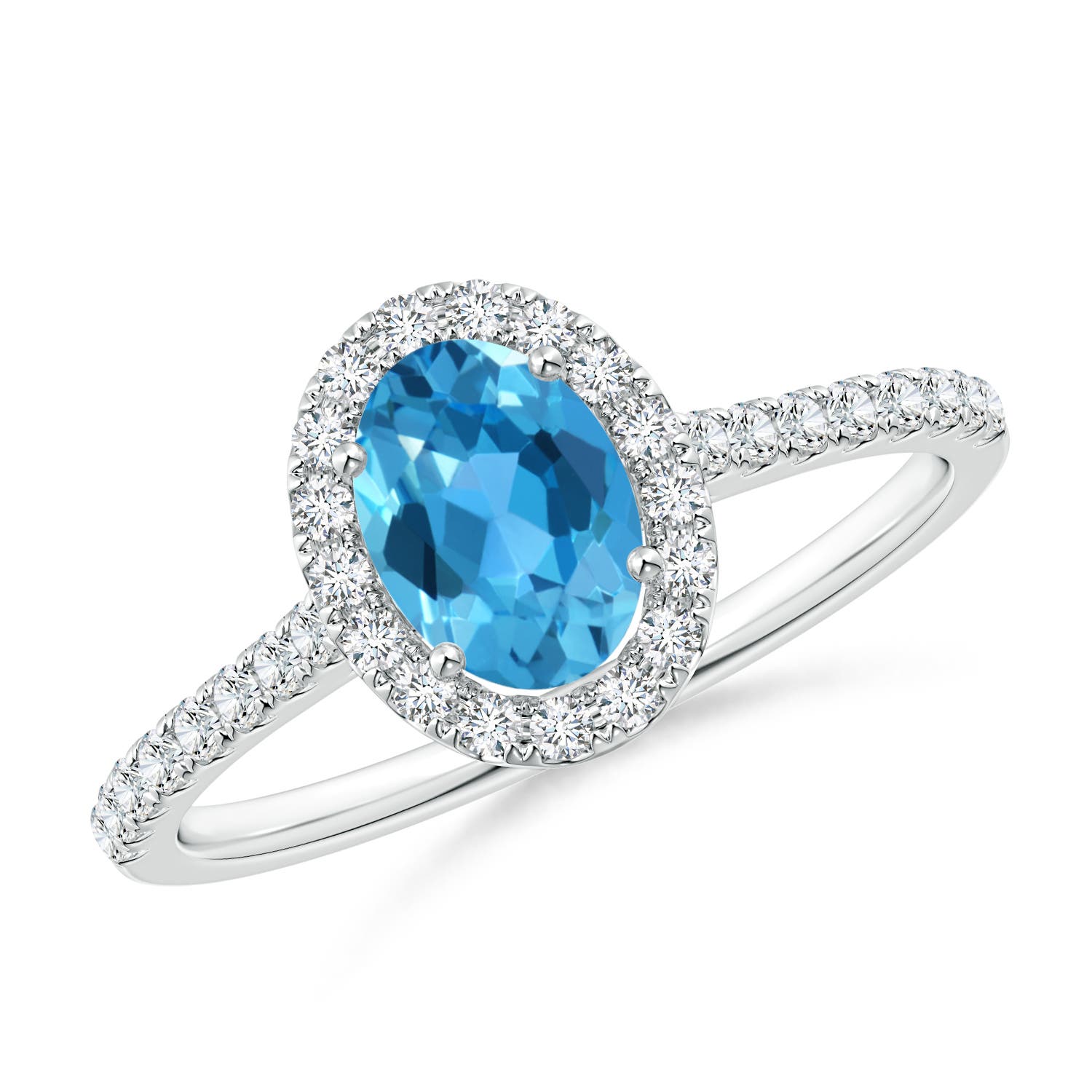 AAA - Swiss Blue Topaz / 1.21 CT / 14 KT White Gold