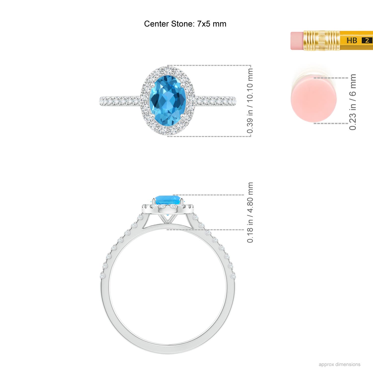 AAA - Swiss Blue Topaz / 1.21 CT / 14 KT White Gold