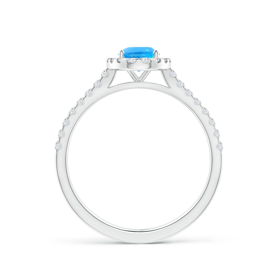 7x5mm AAAA Prong-Set Oval Swiss Blue Topaz Halo Ring with Diamond Accents in P950 Platinum side 199